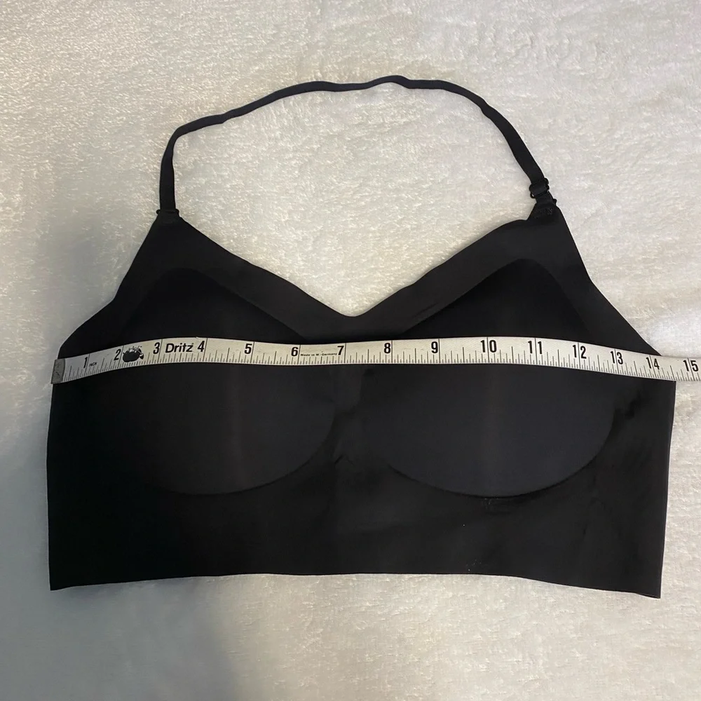 Bralette Large Minimalist Seamless Solid Black Wireless Breathable Stretch Bra